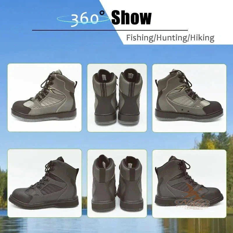 Fly Fishing Wading Boots Upstream Anti-Slippery Felt or Rubber Sole Rock Fishing Shoes The Fishing Outfit, 360