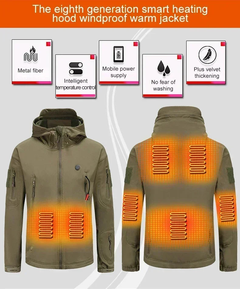 Nak Winter Electric Heating Jacket, front back