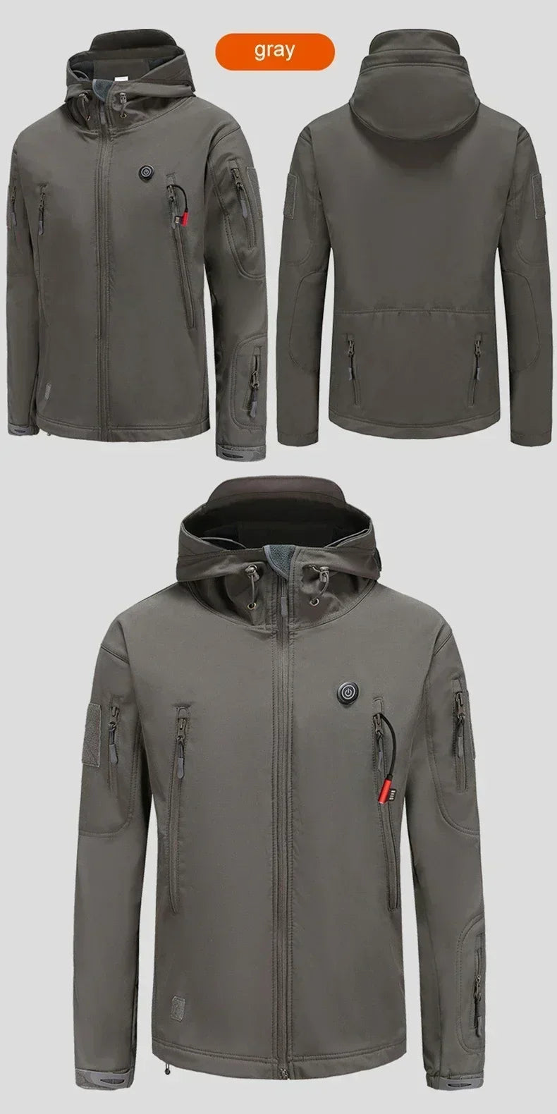 Nak Winter Electric Heating Jacket, gray front