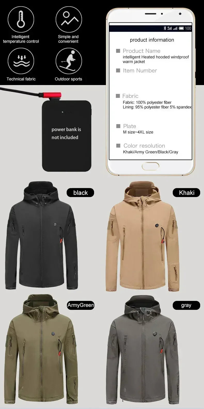 Nak Winter Electric Heating Jacket, details