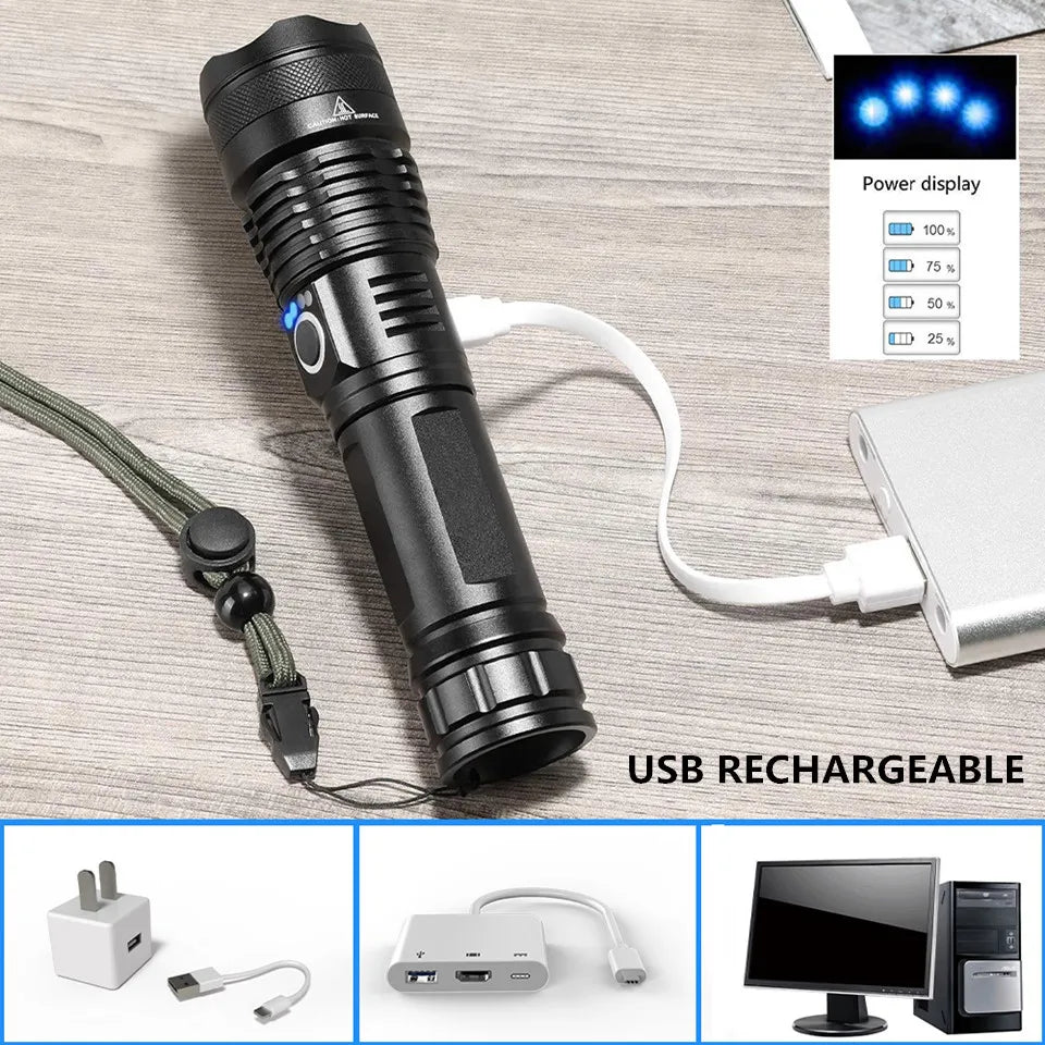 Flashlight xhp70, charger