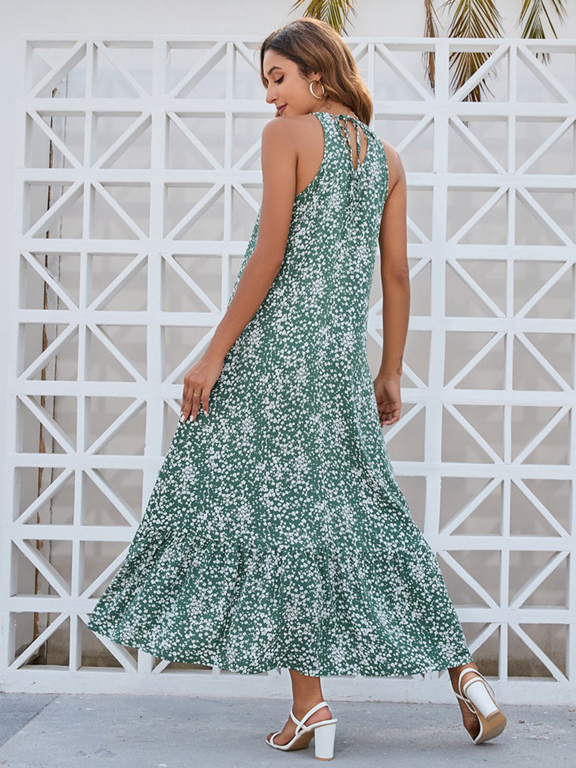 Ditsy Floral Scoop Neck Midi Cami Dress, back