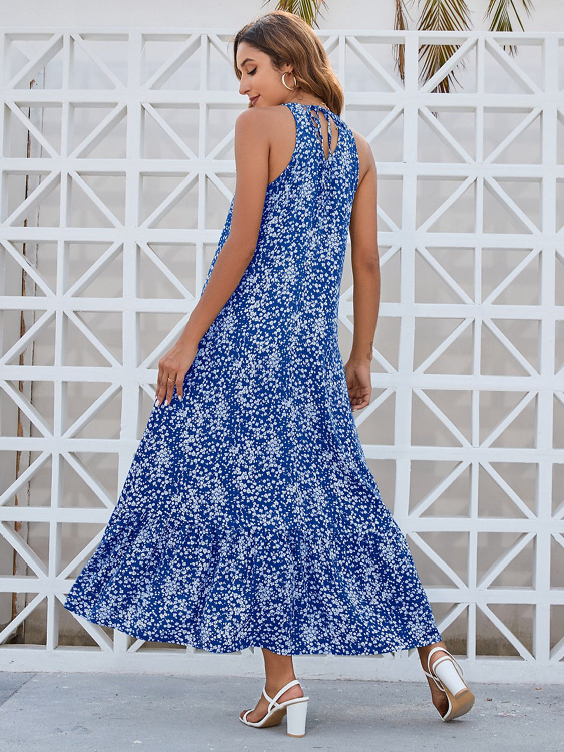 Ditsy Floral Scoop Neck Midi Cami Dress, blue right