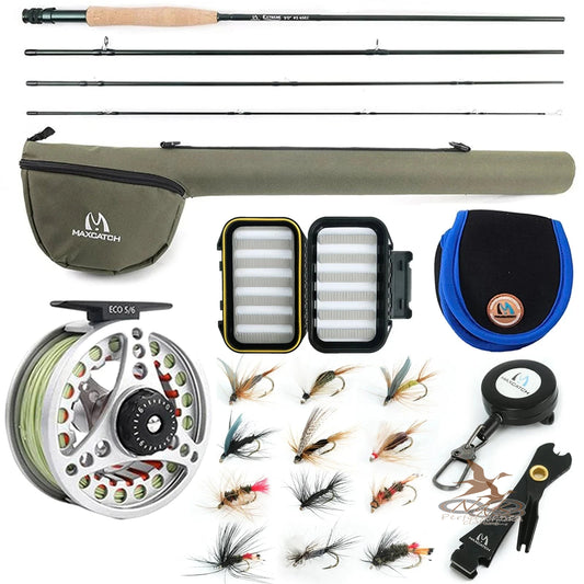 3-8WT Fly Fishing Rod And Reel Combo Set 8'6''/9' Medium-fast Fly Rod Pre-spooled Fly Reel & Line &Triangle Tube