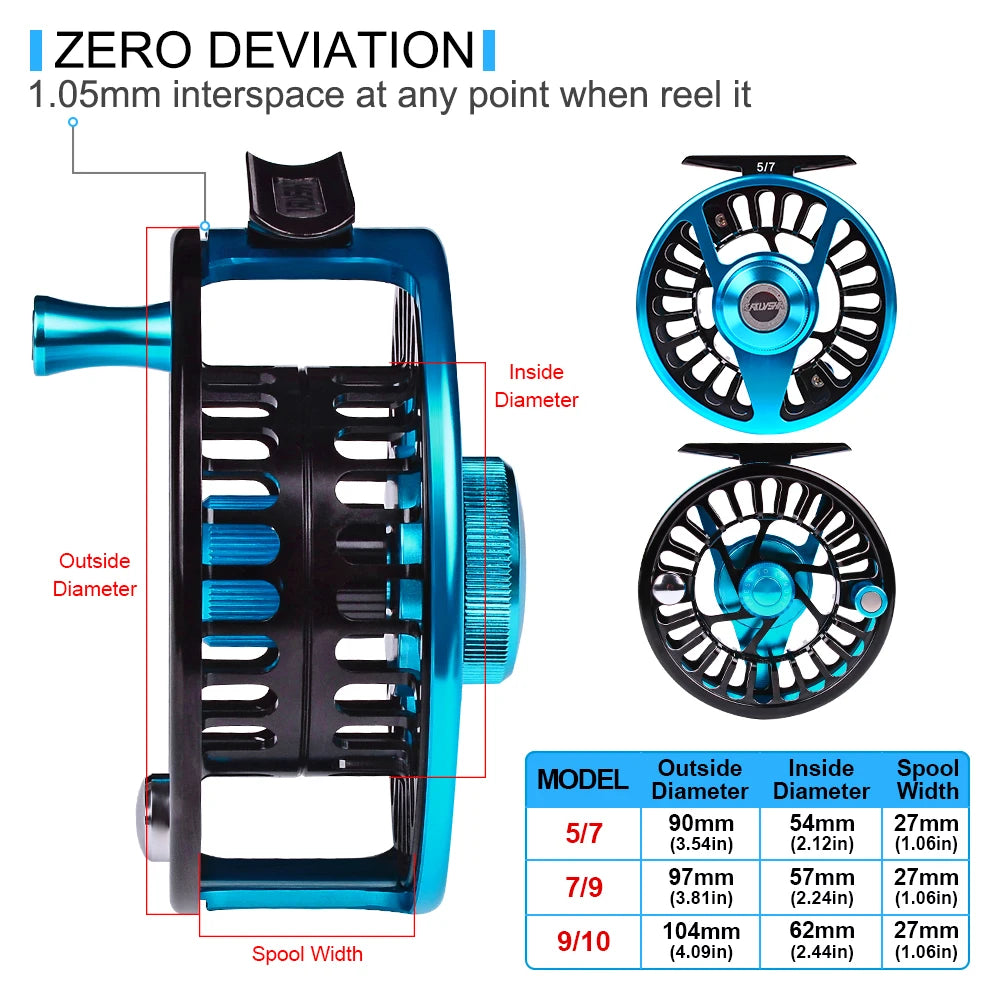 5/7-7/9-9/10 WT 3+1BB Fly Fishing Reel Aluminum Fly Reel CNC Machine Left&Right