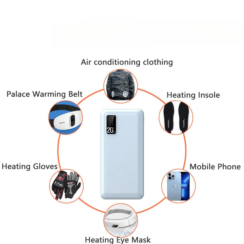 For Heating Vest Jacket Gloves Portable Charger for IPhone 20000mAh Power Bank External Battery Pack