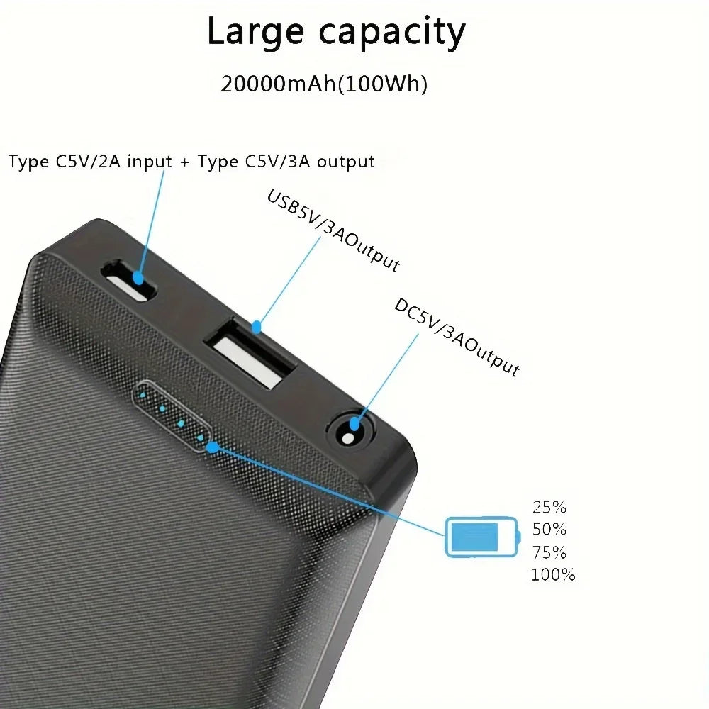 20000mAh Power Bank DC5V Portable Charging Power Supply Phone External Battery For Heated Jacket