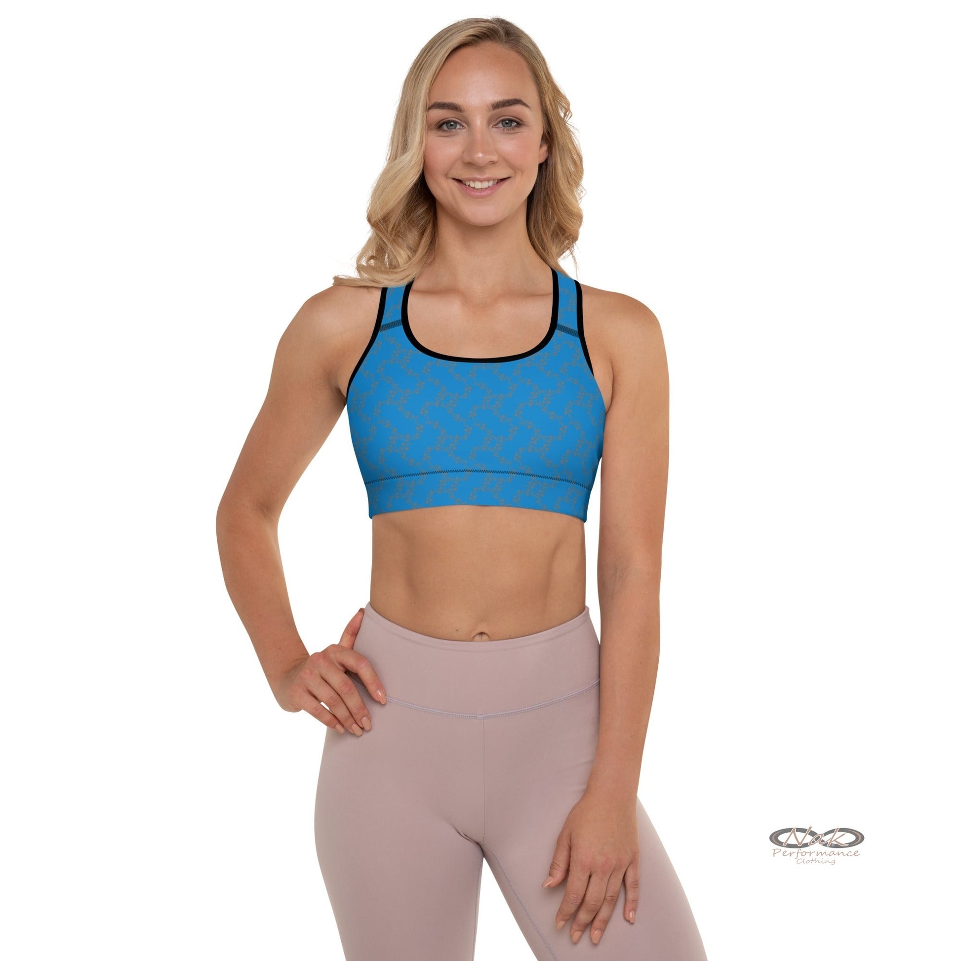 Nak Performance Blue Ghost pattern Padded Sports Bra