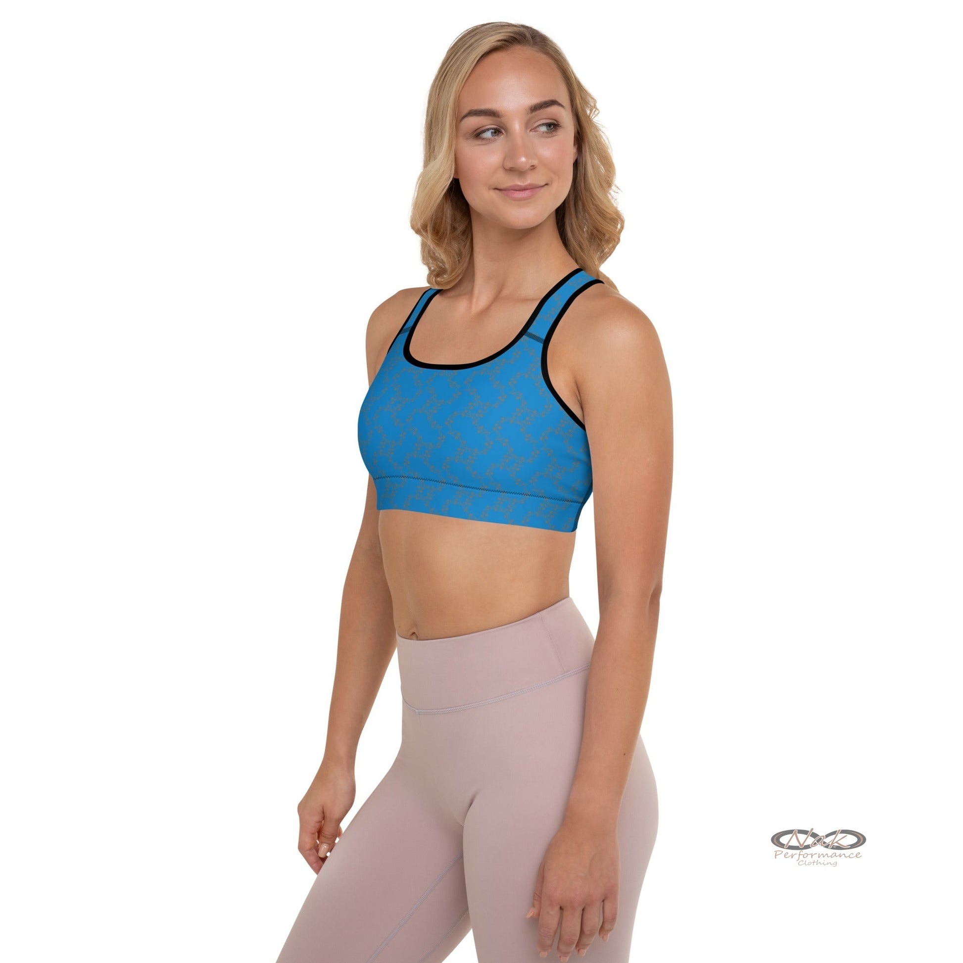 Nak Performance Blue Ghost pattern Padded Sports Bra