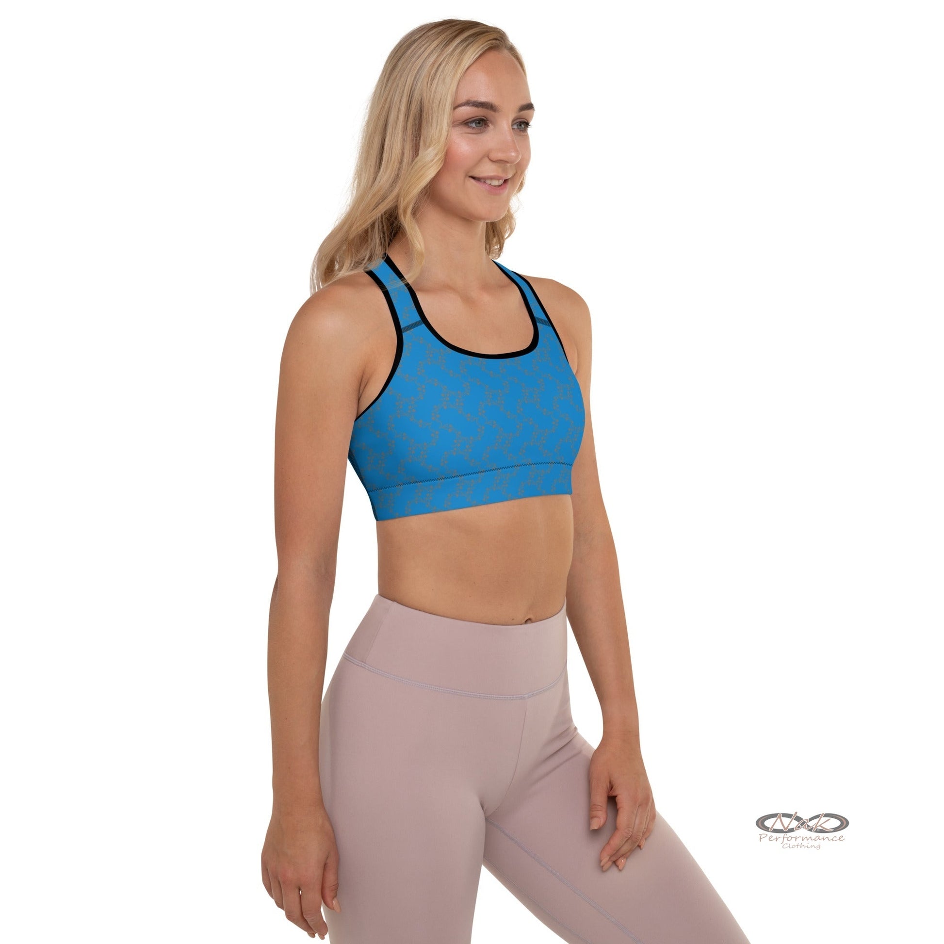 Nak Performance Blue Ghost pattern Padded Sports Bra