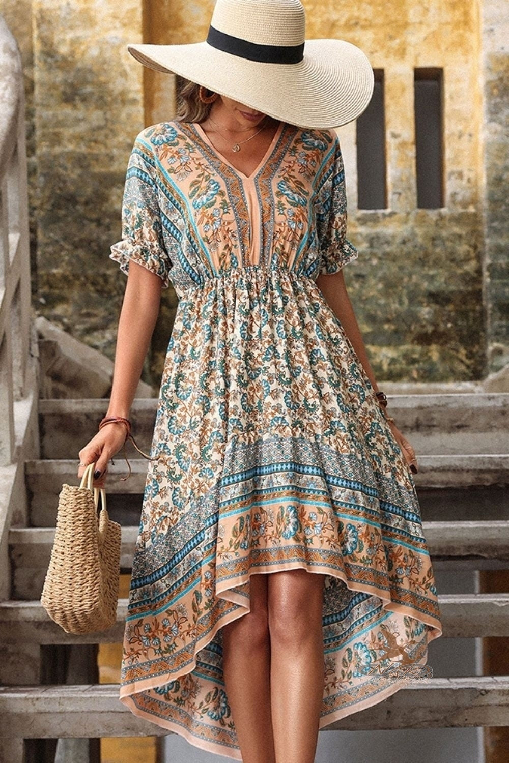 Bohemian High-Low Open Back Dress