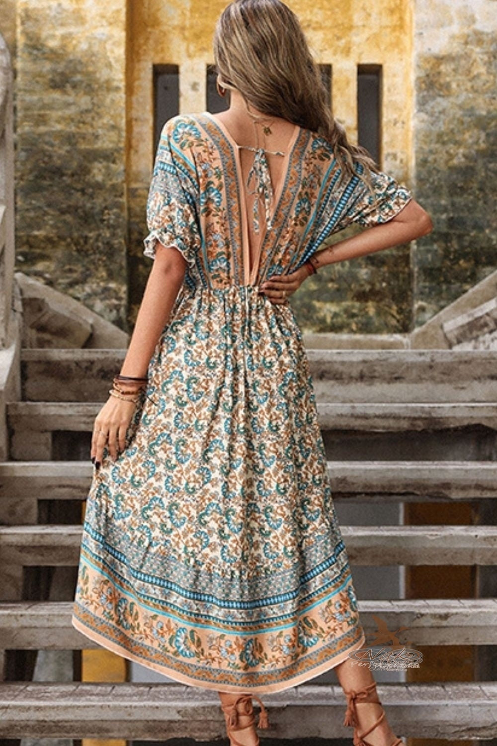 Bohemian High-Low Open Back Dress